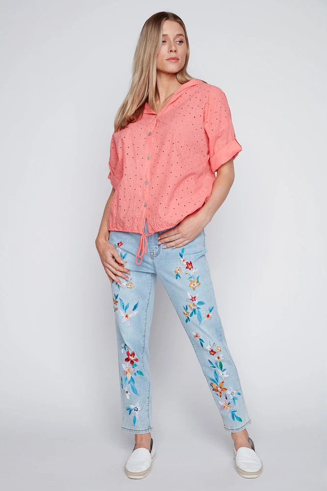 Cotton eyelet blouse