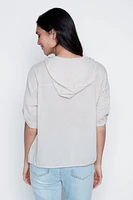 Embroidered leaf cotton blouse