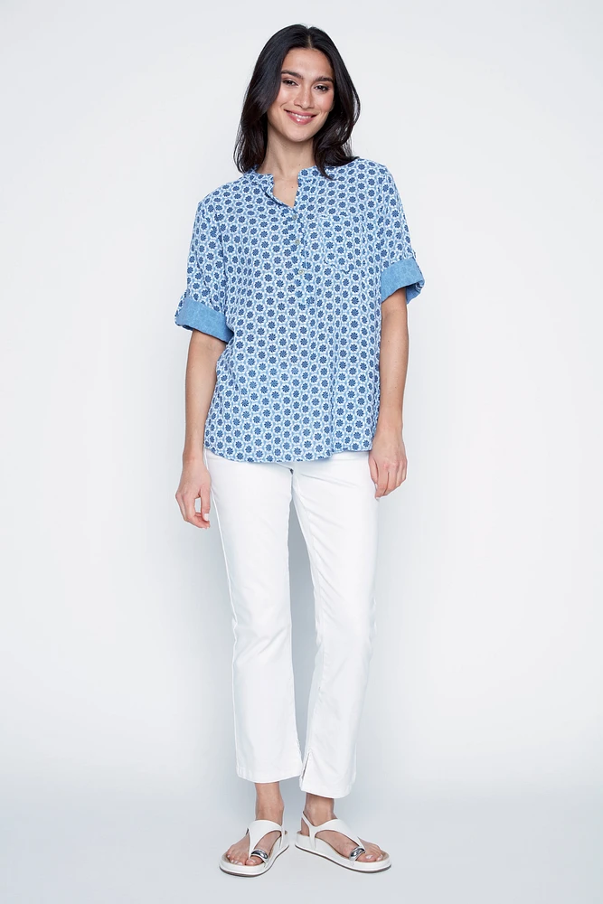 Printed cotton blouse