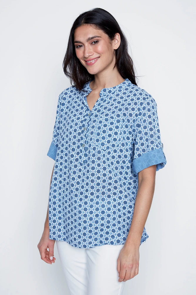 Printed cotton blouse