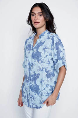 Floral print cotton blouse