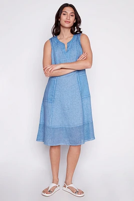 Patch pockets linen dress
