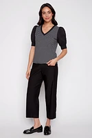 Elbow sleeve cotton stripe top