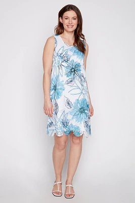 Robe à imprimé floral dévoré avec bordure en dentelle