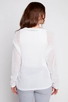 Cotton crochet sweater with floral embroidery