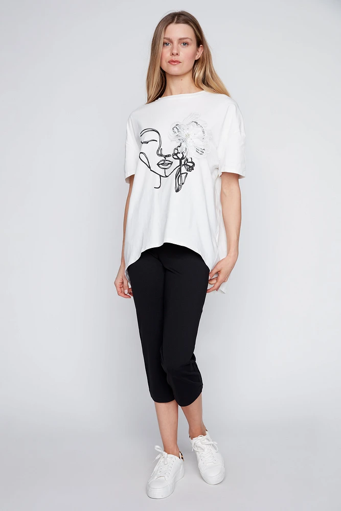 Portrait print cotton t-shirt