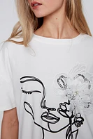 Portrait print cotton t-shirt