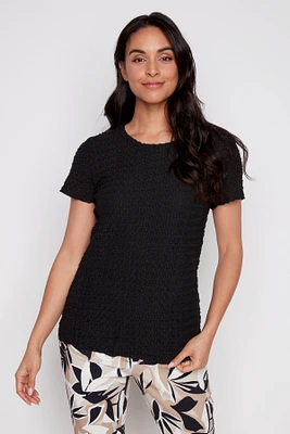 Textured knit solid top