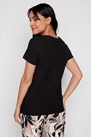 Textured knit solid top