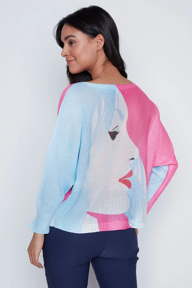 Girl face knit sweater