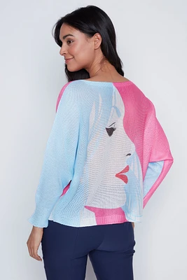 Girl face knit sweater