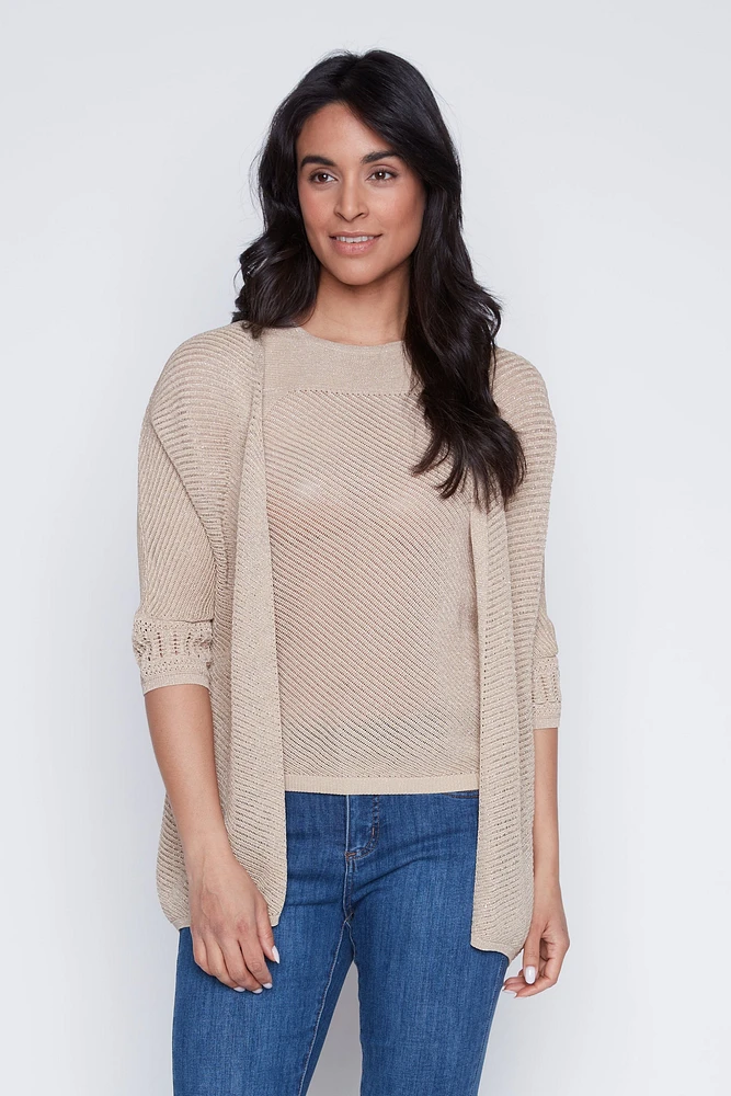 Solid lurex blend cardigan
