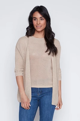 Solid lurex blend cardigan