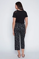 Wide leg floral jacquard capri