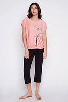 Floral print cotton blend top