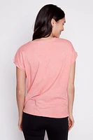 Floral print cotton blend top