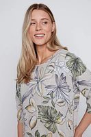 Tropical print cotton gauze top