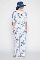 Pull on floral print cotton pant