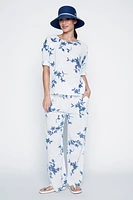 Pull on floral print cotton pant