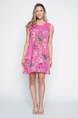 Tropical print cotton gauze dress