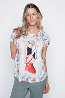 Girl with hat portrait t-shirt