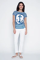 Stripe anchor print t-shirt