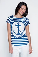 Stripe anchor print t-shirt
