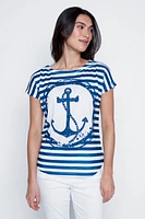 Stripe anchor print t-shirt