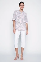 Daisy print cotton gauze blouse
