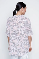 Daisy print cotton gauze blouse