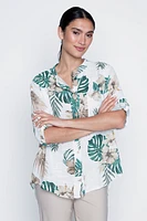 Tropical print cotton gauze blouse