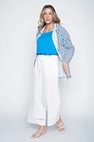 Stripe and daisy print cotton gauze cardigan