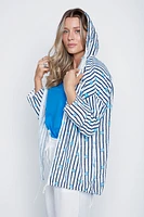 Stripe and daisy print cotton gauze cardigan