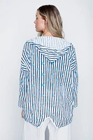 Stripe and daisy print cotton gauze cardigan