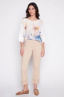 Audrey straight leg embroidery hem jean