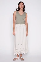 Eyelet hem embroidery skirt