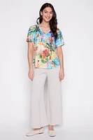 Burnout tropical print t-shirt