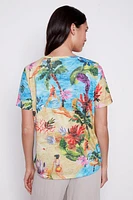 Burnout tropical print t-shirt