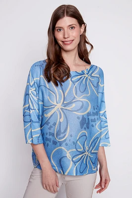 Floral scribble print sweater