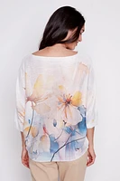 Floral print knit sweater