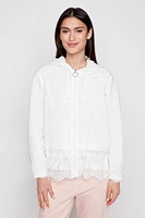 Lace hem hooded jacket