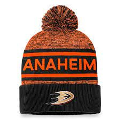 NHL Knit Hat Authentic Pro Rink Cuffed Heathered Cuff Pom 2023 Ducks