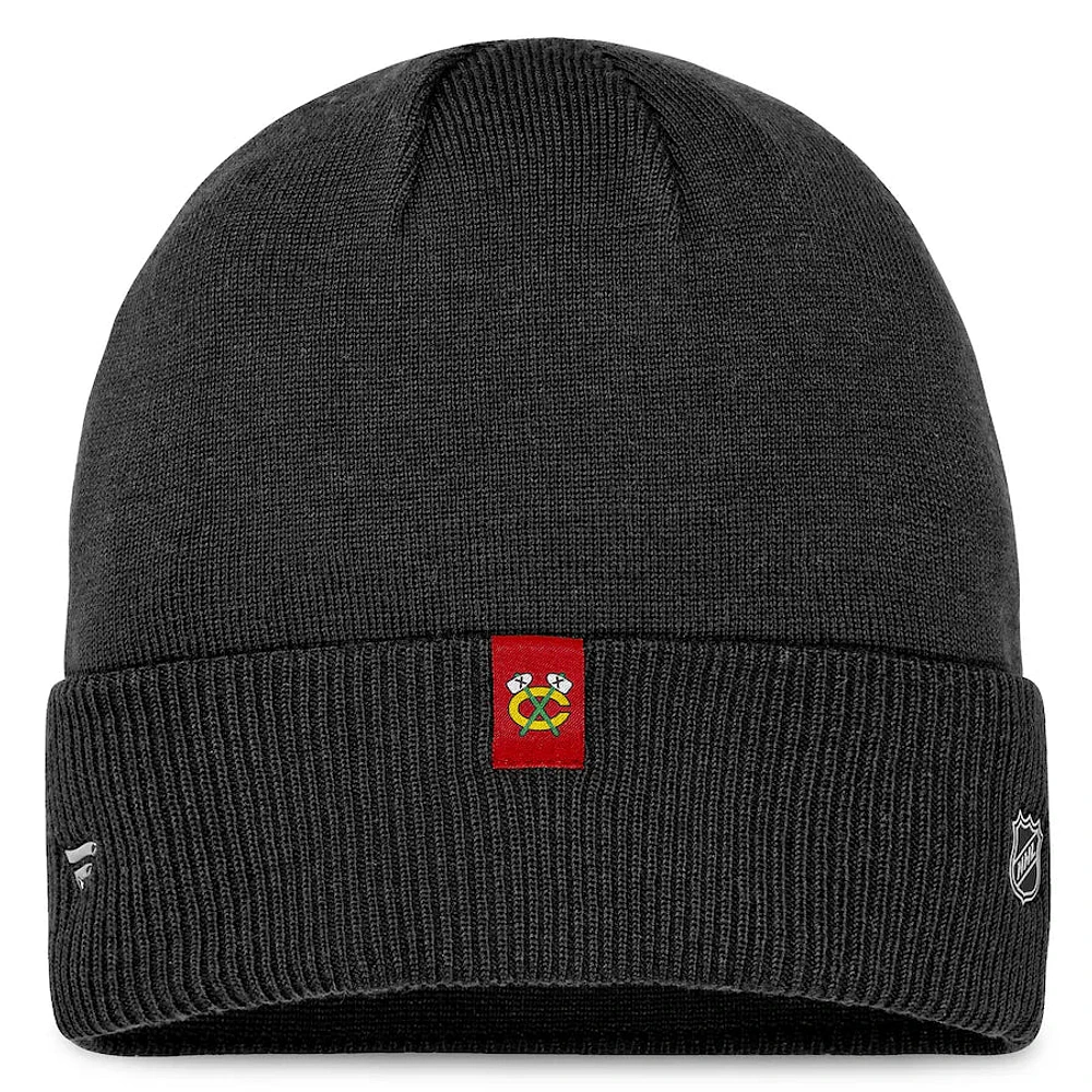 NHL Knit Hat Authentic Pro Road Cuffed Beanie 2023 Blackhawks