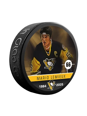 NHL Alumni Player Puck Mario Lemieux Penguins