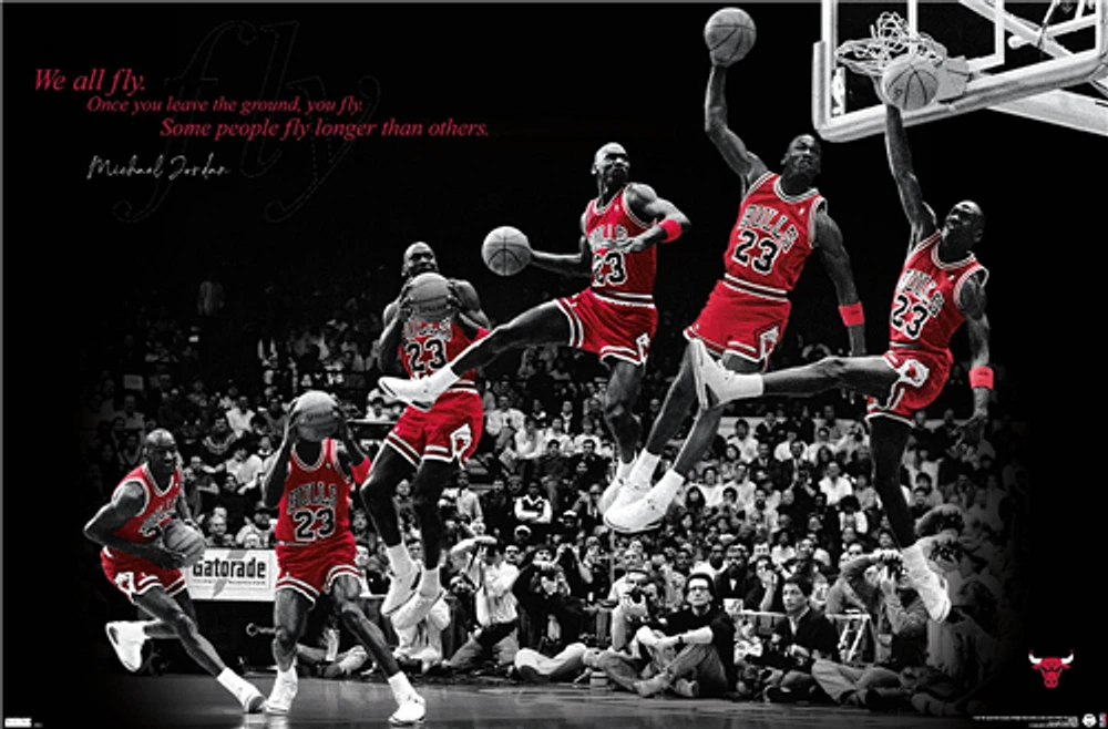 NBA Player Wall Poster Fly Michael Jordan Bulls