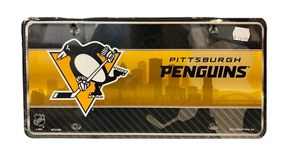 NHL License Plate Metal Skyline Penguins