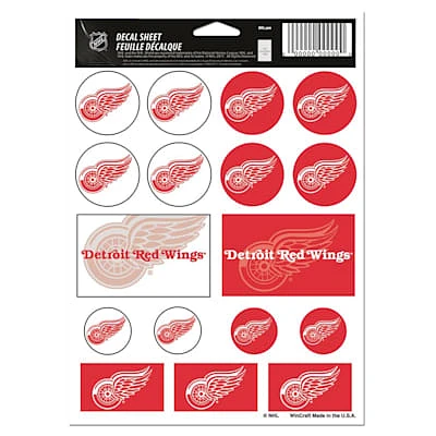 NHL Decal Sheet 5X7 Red Wings