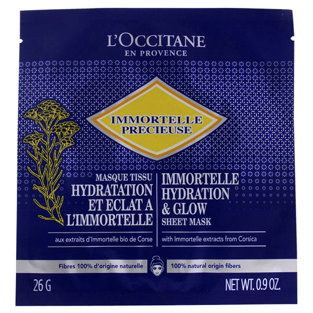 Immortelle Hydrating and Glow Sheet Mask by LOccitane for Unisex - 1 Pc Mask