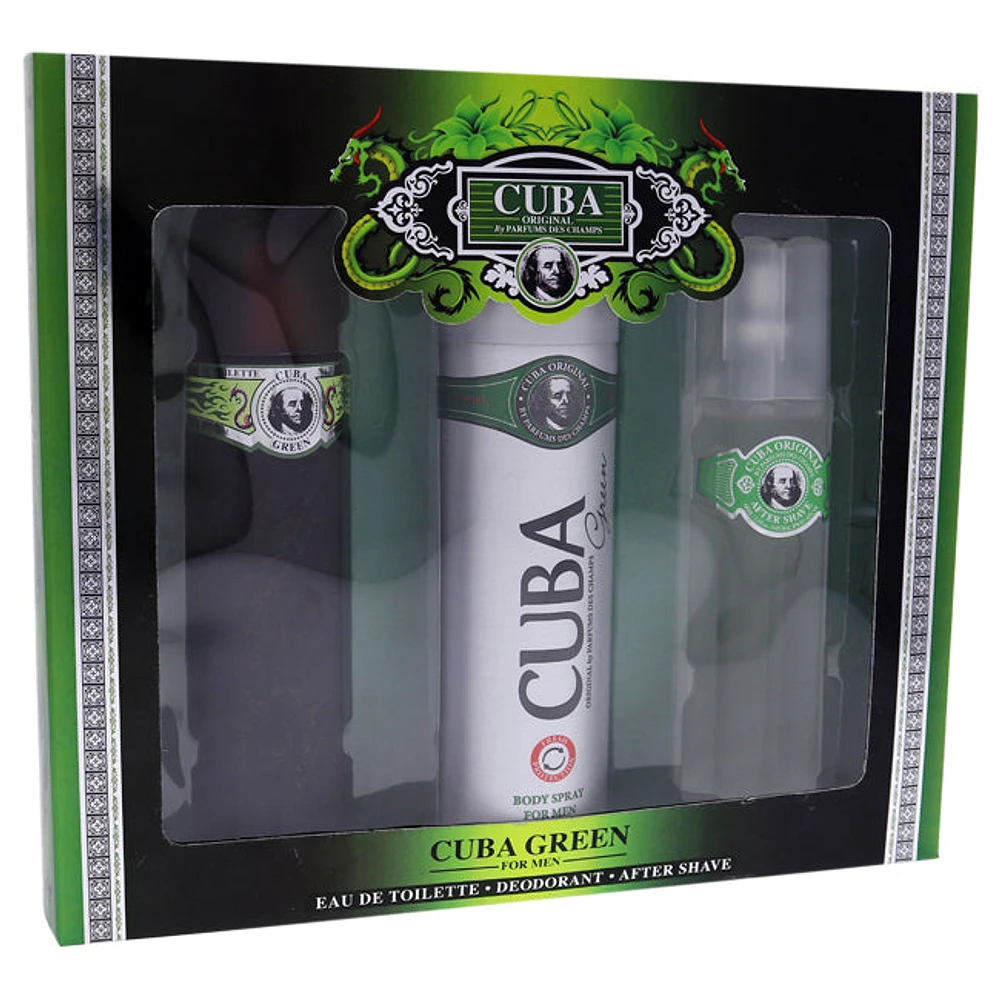 Cuba Green by Cuba for Men - 3 Pc Gift Set