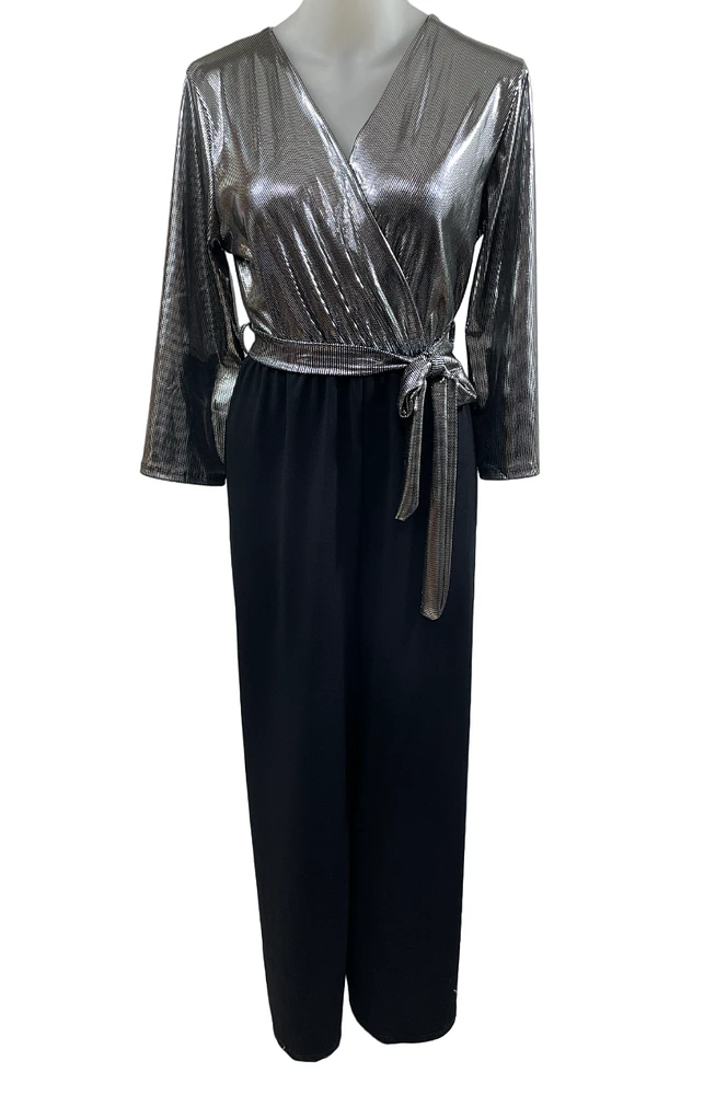 Jumpsuit Top cache-cœur lustré/métallisé with belt